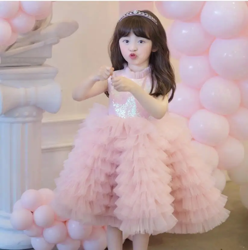 

Girl Party Dress Sequins Tulle Princess Girls Dress For Party And Wedding Formal Birthday Costume Kids Dresses Girl Ball Gowns