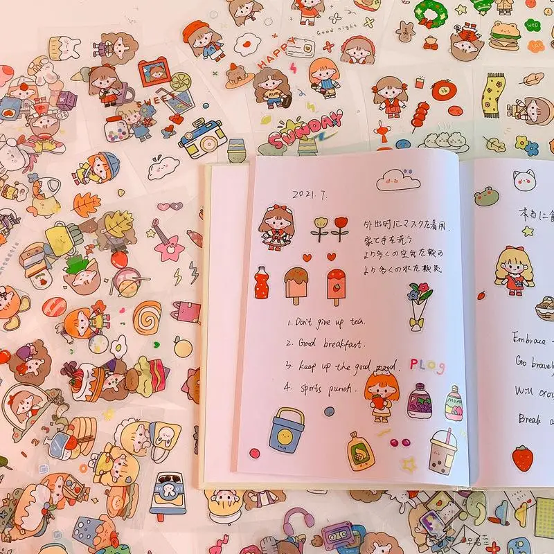 

25 Pcs/pack Cartoon Bear Hand Ledger Sticker Set Pet Waterproof Girl's Cup Stickers Decorative Hand Ledger Sticker Stationery