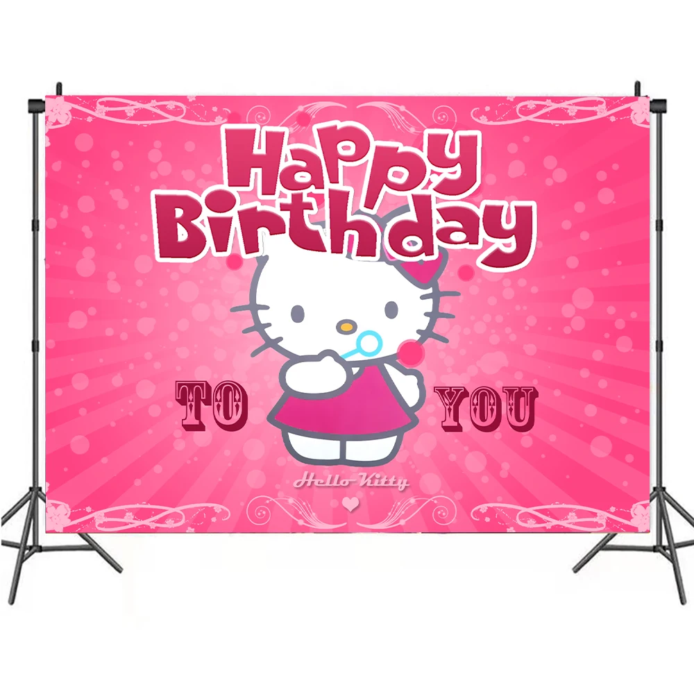 

TAKARATOMY new cartoon Hello Kitty girl birthday party decoration banner photo photography background cloth