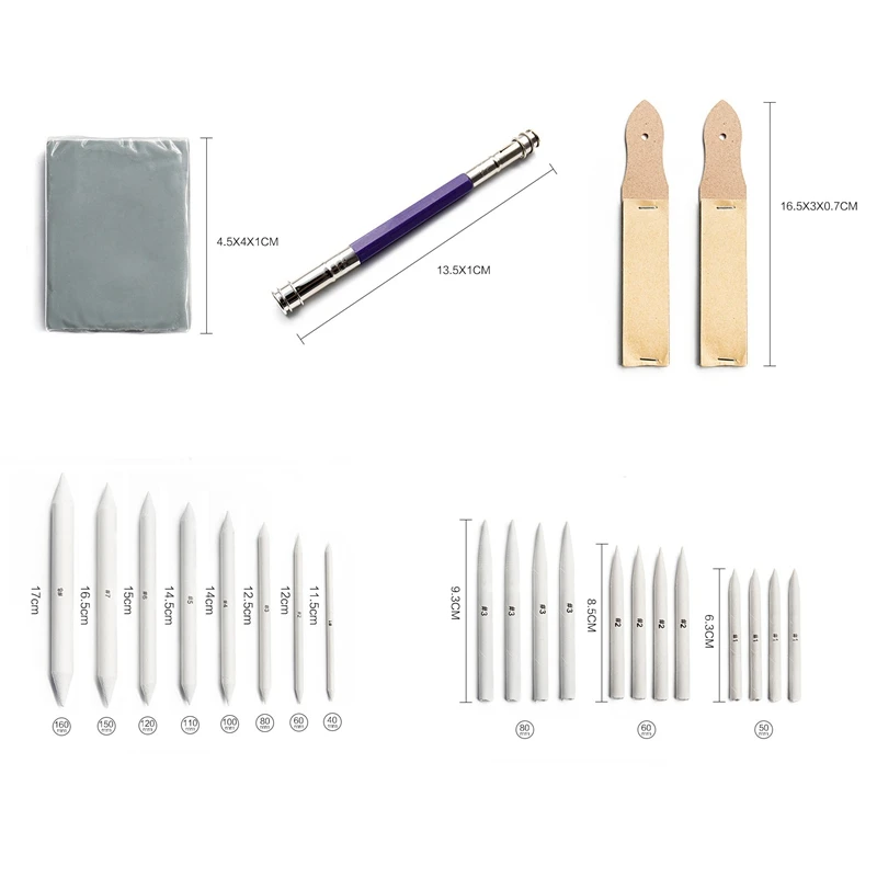 Набор бумажных пенчиков и тортильвов для растушевки 24 шт. инструмент рисования