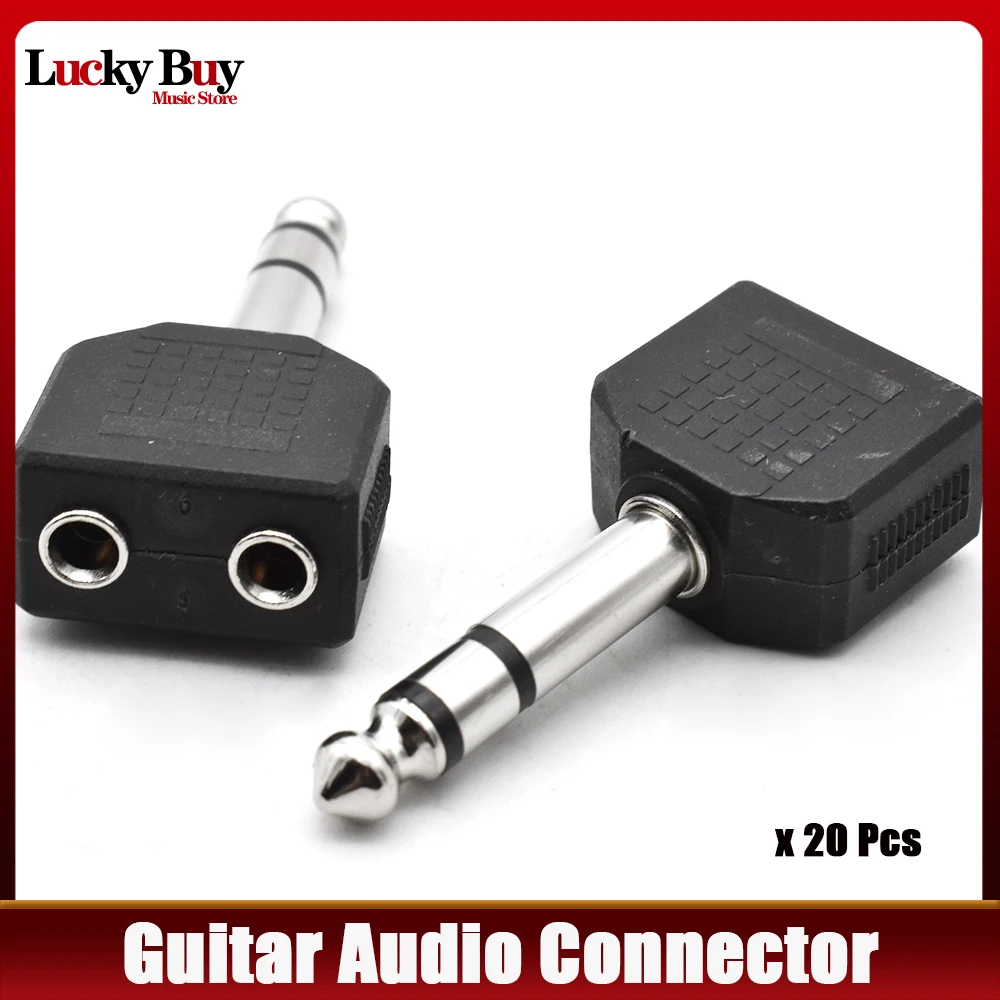 

20pcs Audio Converter 6.5 male to 3.5 Double Female Socket 6.35 Dual Channel to 2 Hole Jack 6.35 Dual Track to Double 3.5