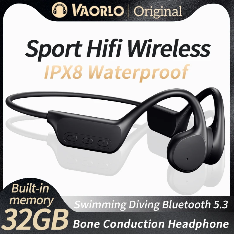 

Bluetooth 5.3 Bone Conduction Wireless Earphone IPX8 Waterproof Sport Swimming Headphone With 32G Memory MP3 Player HIFI Headset