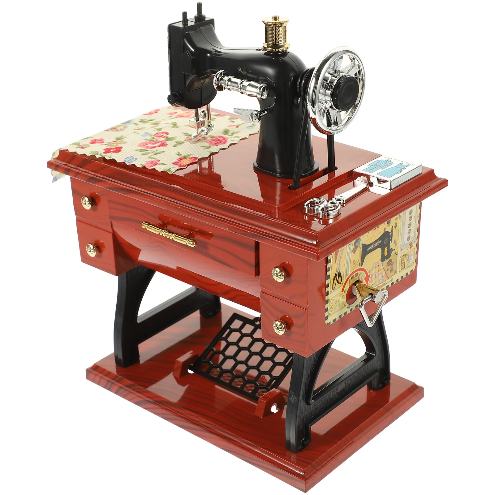 

Music Machine Box Sewing Vintage Sartorius Mini Musical Toy Decor Sweing Simulation Model Retro Mechanism Statue Cranked Hand