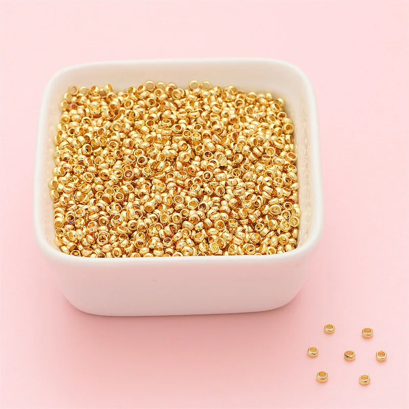 200pcs 14K/18K 2mm 2.5mm Copper Plated Positioning Beads Necklace Fixing Positioning Tube for Diy Accessories Jewelry Making