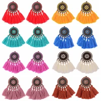 handmade tassel earrings 2022 bohemian pink flower oil drops long dangles vintage tassel earrings for women jewelry