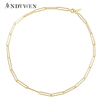 andywen 925 sterling silver gold geometric chain choker square necklace adjustable women luxury 2020 rock punk 40cm chains jewe
