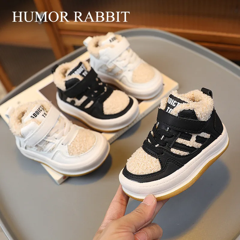 Winter Girls Shoes Boots Black Thick Cotton Sports Shoes Warm Girls Casual Shoes Non-slip Toddler Kids Shoes for Boys Sneakers