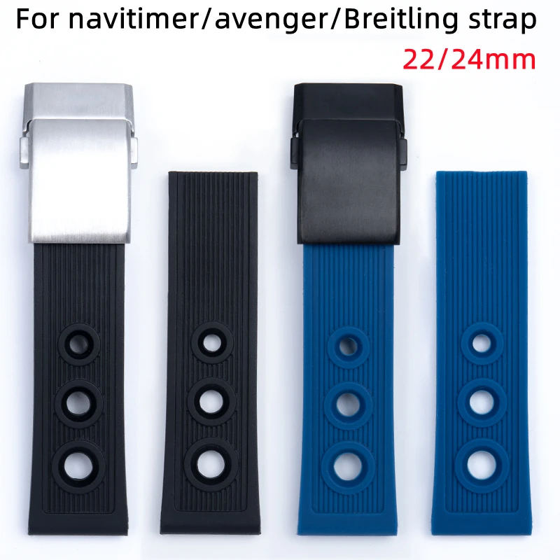 

Ремешок силиконовый для наручных часов Navitimer/Avenger/Superocean/Breitling, 22 мм, 24 мм