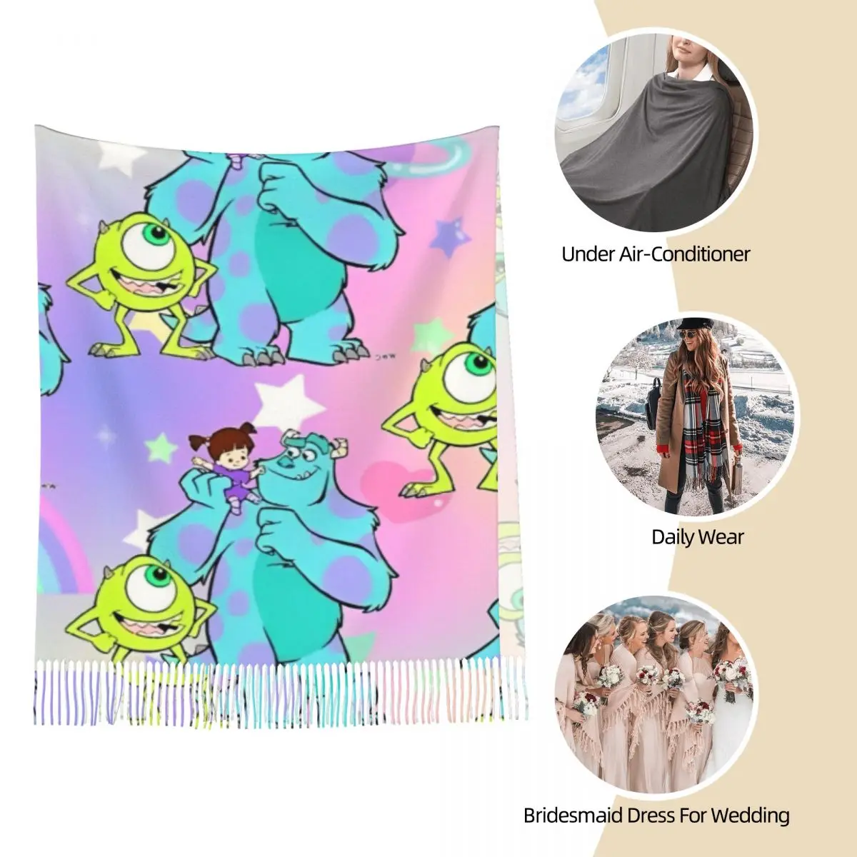 Женский шарф Monsters Inc Power Company зима-осень кашемировая шаль длинные большие шарфы с