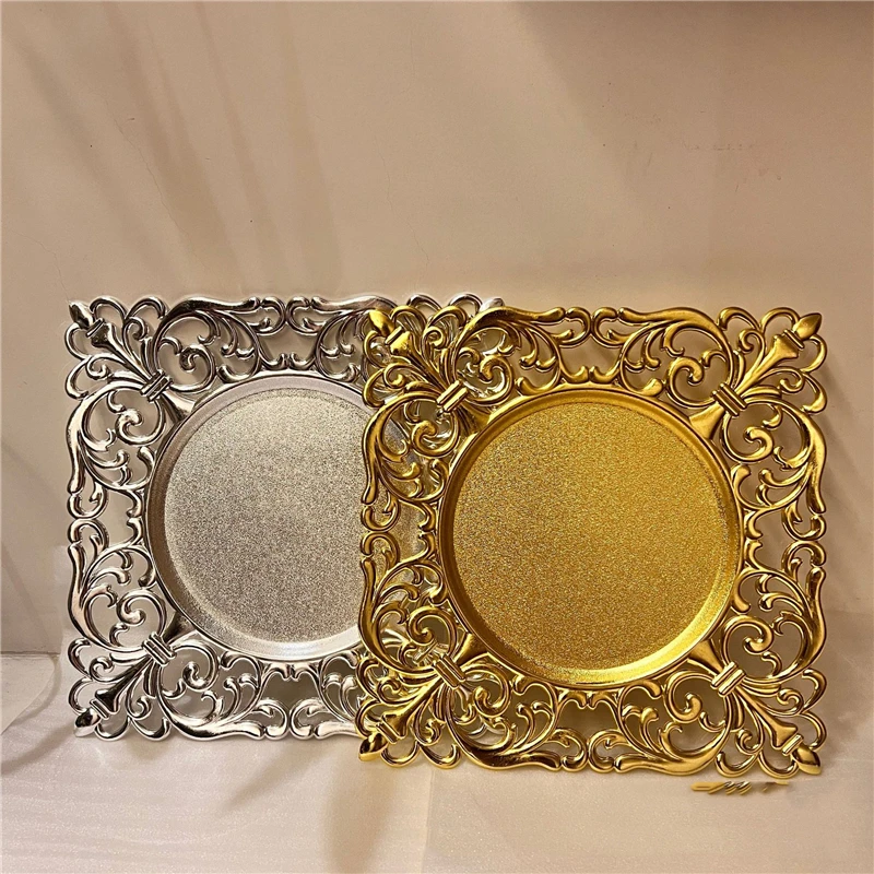 12 шт. Квадратная Стальная Золотая обеденная Тарелка десертная тарелка поднос для