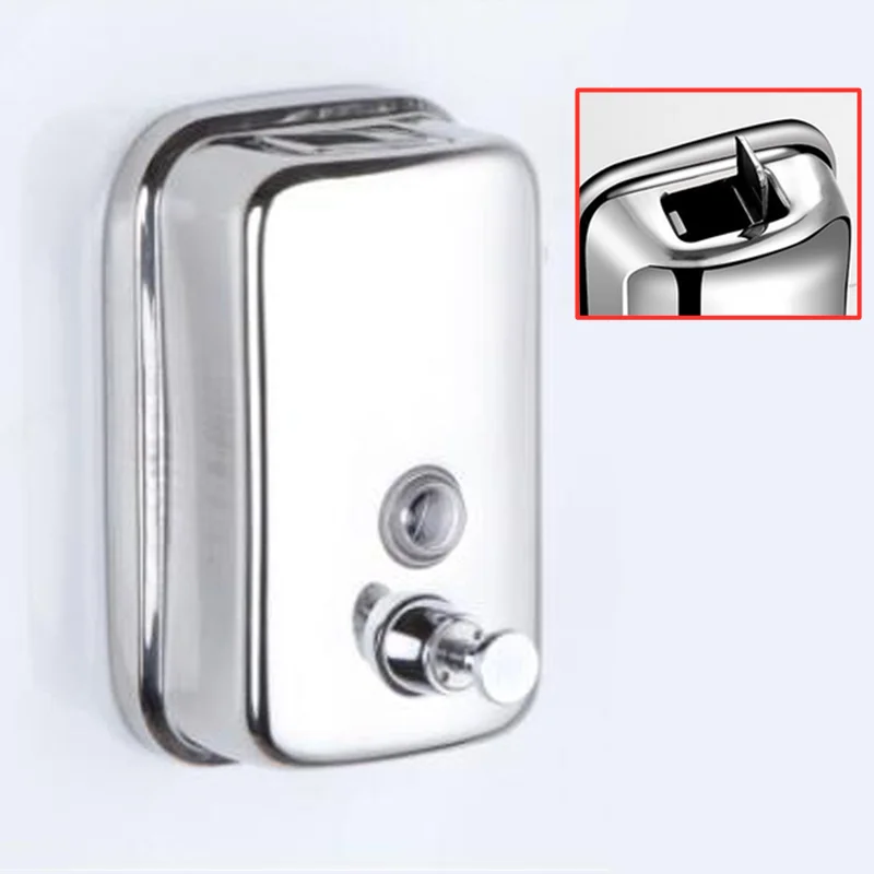 

500ml Bathroom Wall-mounted Manual Soap Dispenser Stainless Steel Hand Sanitizer Shower Gel Bottle Kitchen Dish Soap Container