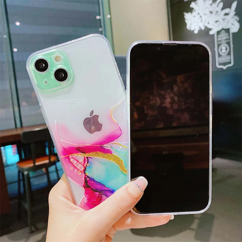 The mobile phone case adopts watercolor paint which is suitable for the shockproof transparent of iPhone 13 |