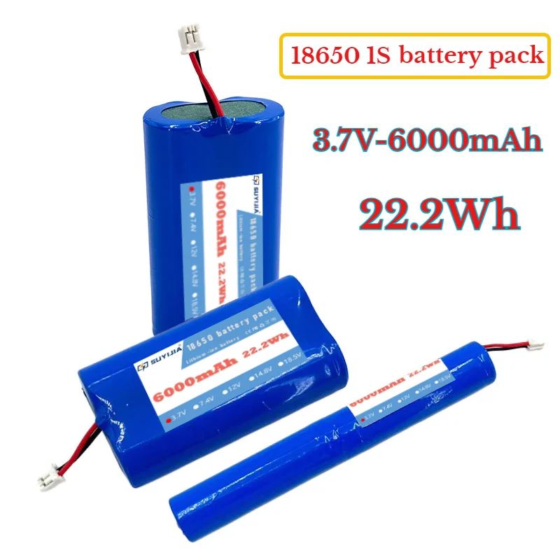 Фото Аккумулятор литий-ионный перезаряжаемый 3.7V 6000mAh 1S2P 18650 с платой защиты (PCB) – для колонок, радиоприемников, фонарей, игрушек (макс. заряд 4.2V) №1