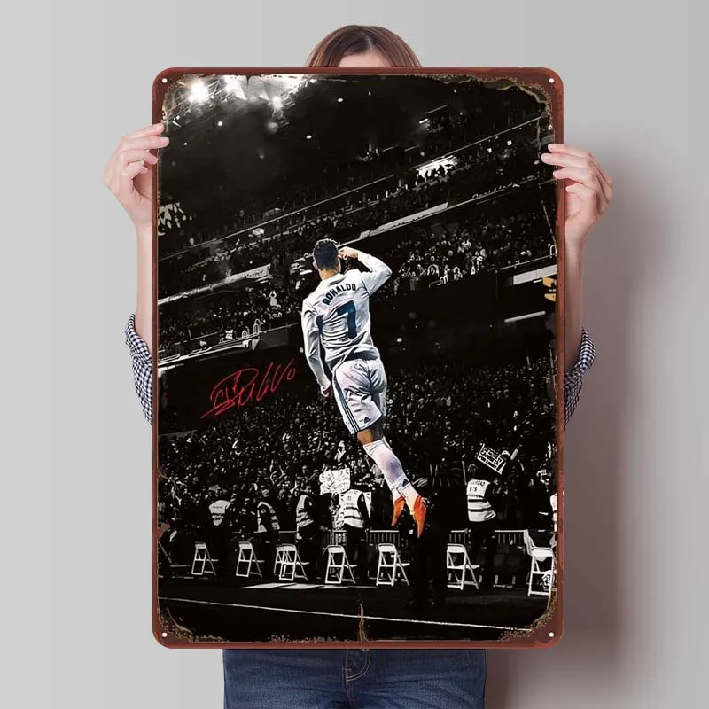 Жестяная вывеска Роналду спортивный постер украшение для геймерской комнаты