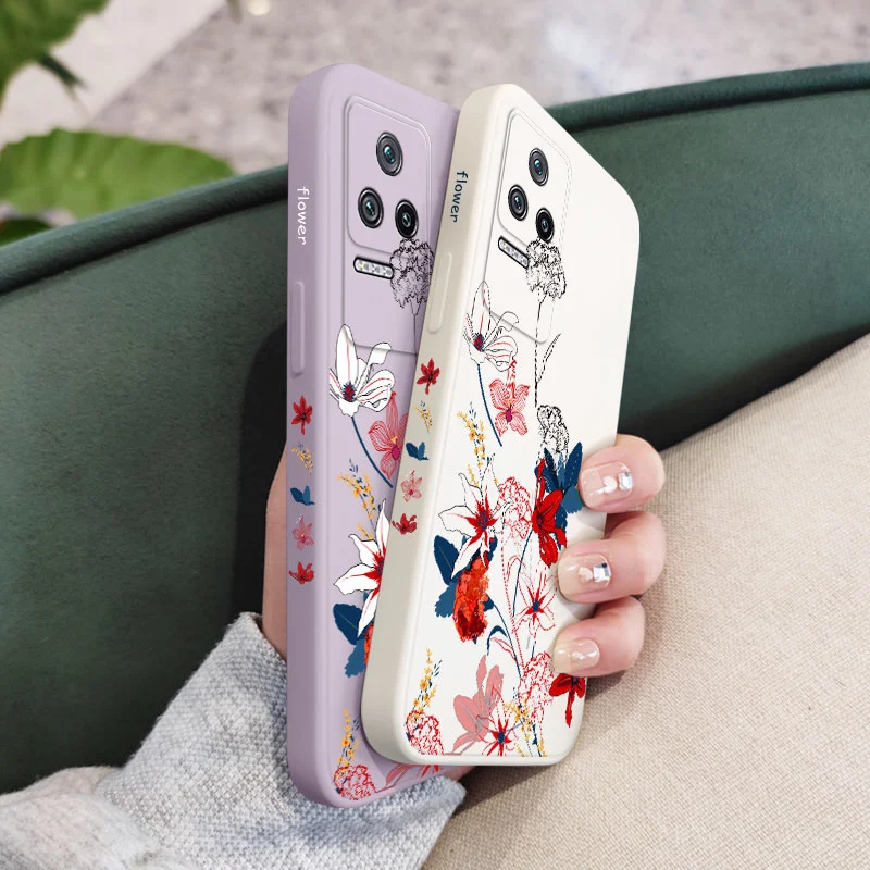 Flowers Bloom Phone Case For Xiaomi Poco M5S F4 X4 M4 F3 X3 M3 F2 X2 Pro 4G 5G GT Liquid Silica Cover images - 6