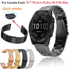 Ремешок металлический для смарт-часов Garmin Fenix 6X 6 Pro 7 7X 5X 5 3HR 20 22 26 мм