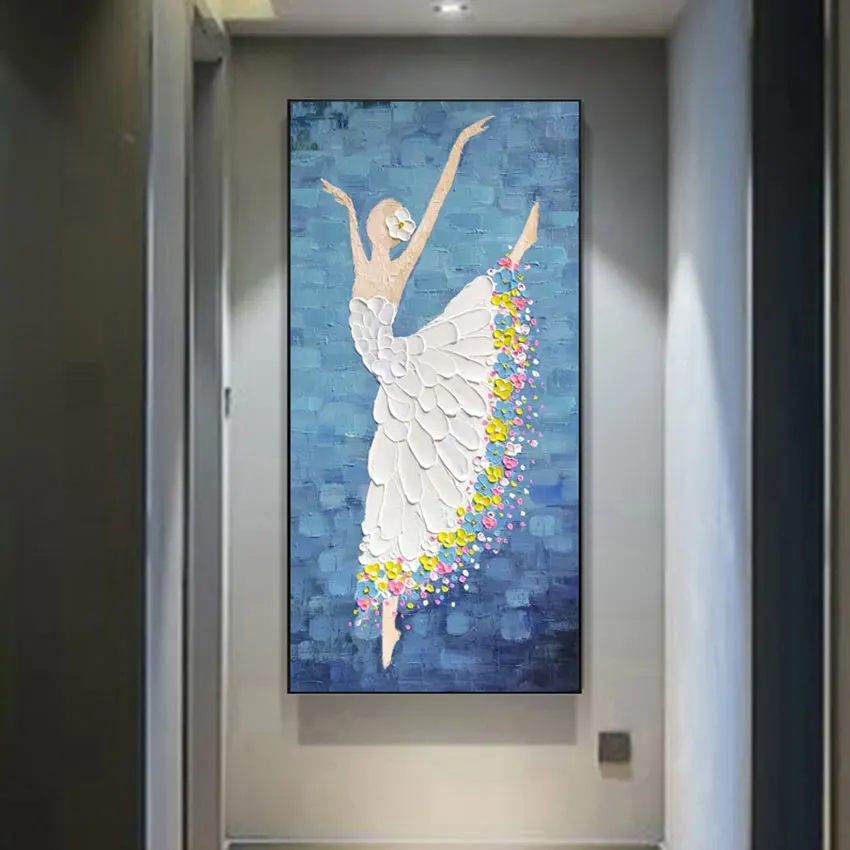 

Ballet Dancer Oil Paintings Unframed Acrylic Knife Painting Abstract Wall Art Textured Modern Picture Canvas Roll Artwork