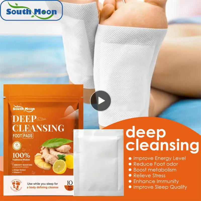 

10/12/Detox Foot Patches Ginger Cleansing Foot Pads Remove Dampness Toxins Relieve Stress Improve Sleep Body Foot Care