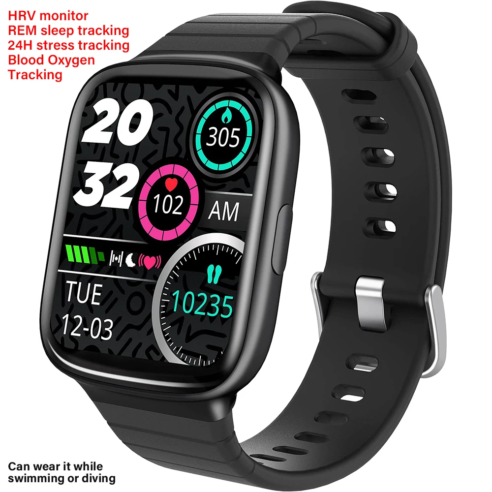 

2022 New Smart Watch Women 5ATM Waterproof HRV Heart Rate Blood Oxygen Monitor REM Sleep Tracker 12 Sports Modes Smartwatch Men