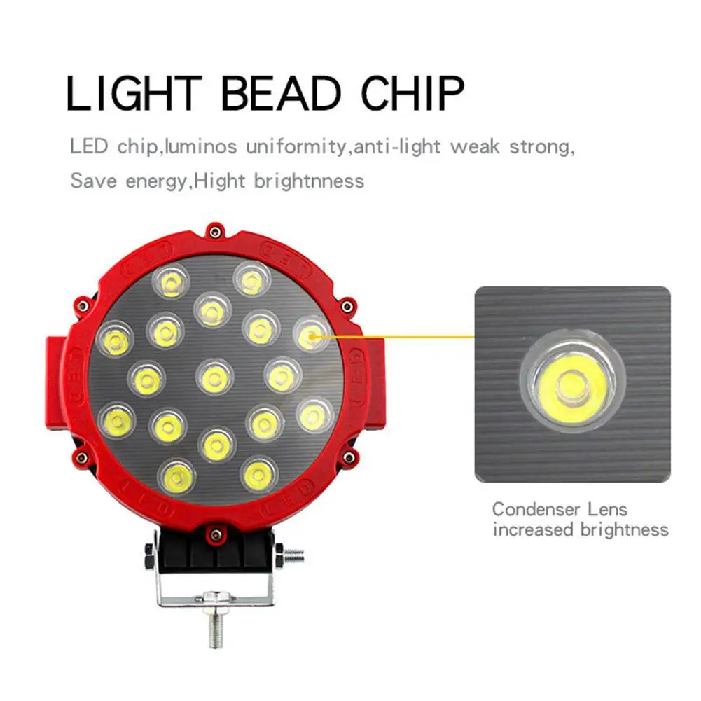 

51 Вт фонари рабочего освещения для внедорожников, инженерные фонари, передние фонари для лодок