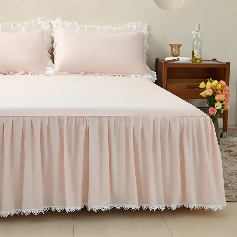 1 шт. юбка из 100% хлопка покрывало в кружевном стиле однотонное постельное белье