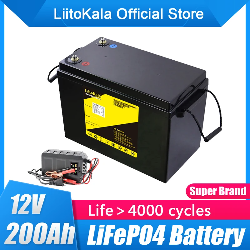 

LiitoKala 12.8V 200Ah 280Ah 300Ah LiFePO4 Power Batteries 3000 Cycles For 12V RV Campers Golf Cart Off-Road Off-grid Solar Wind