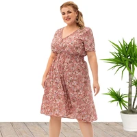 2022 new arrival plus size short sleeve summer casual midi dresses for women wholesale china