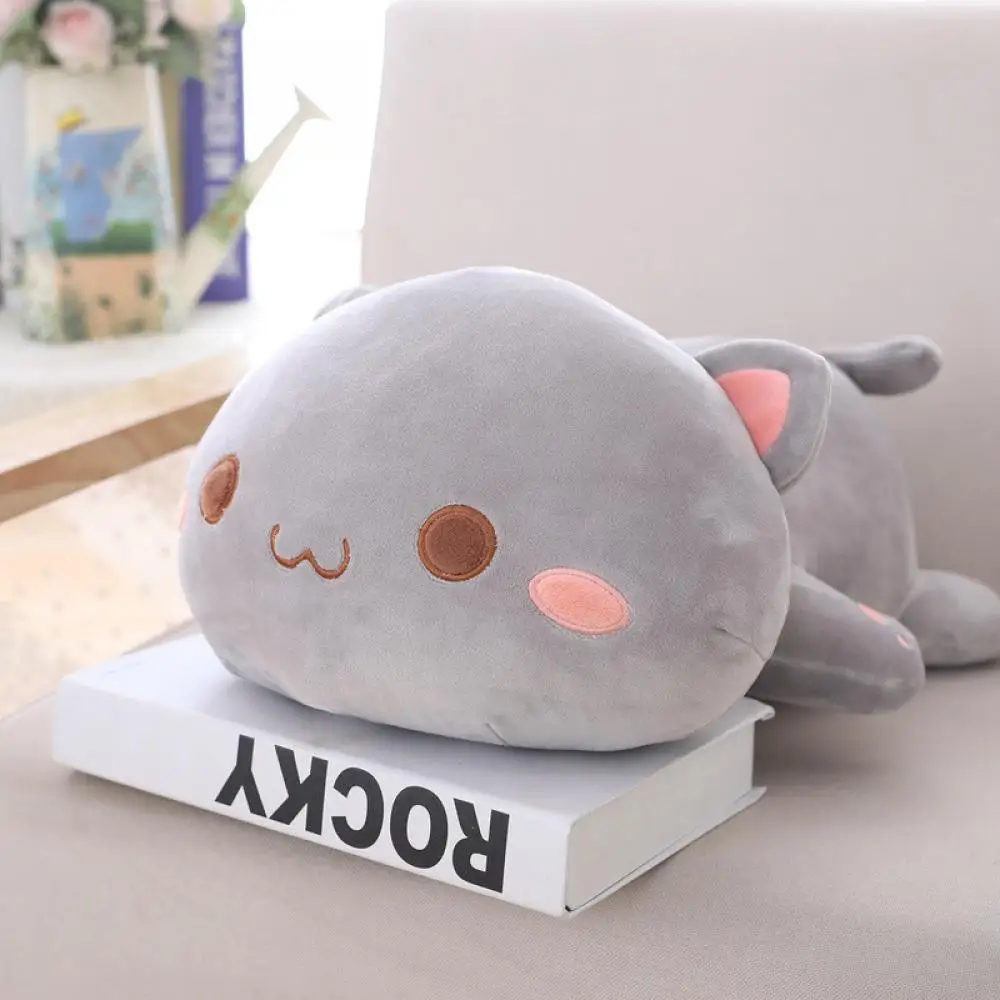 

Kawaii Pillow Gift Lying Down 35Cm Cat Plush Toy Animation Surrounding Doll Expression High Quality for Girls Friends Children