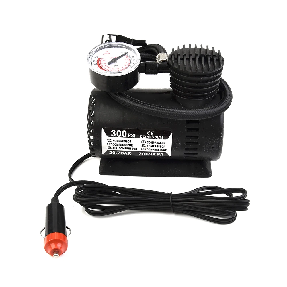 

Portable 12V 300psi Car Auto Tire Tyre Inflator Locomotive Type Mini Air Compressor Pump For Bicycle Motorcycle Ball