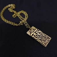 bronze buddhist six character mantra embossed nameplate pendant necklace sanskrit necklac religiou accessories for men and women