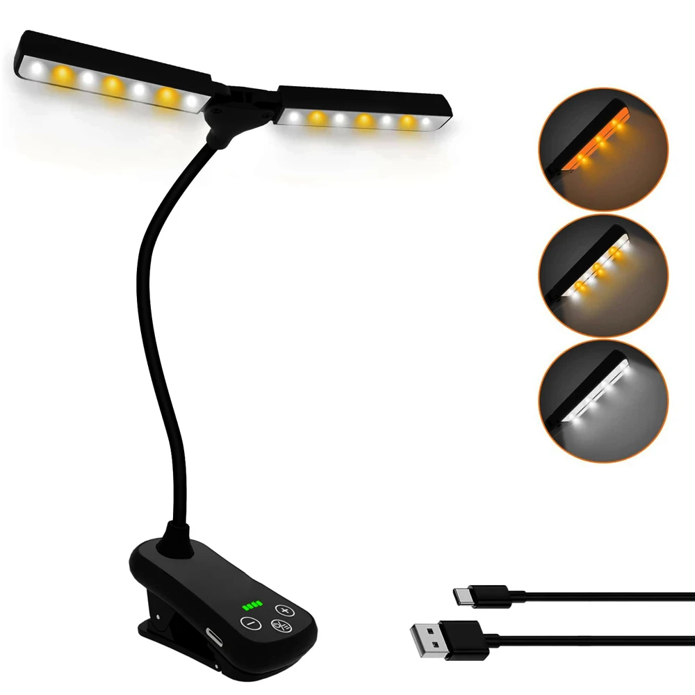 

Amber Book Light USB Led Rechargeable Mini Clip-On Desk Lamp Light Flexible Night Light Reading Lamp for Travel Bedroom Book