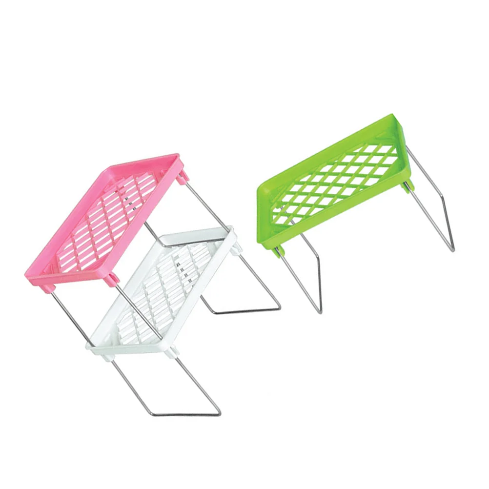

3 Pcs Storage Rack Foldable School Locker Shelf Folding Stackable Wire Locker Shelf Freestanding Folding Kitchen accessories
