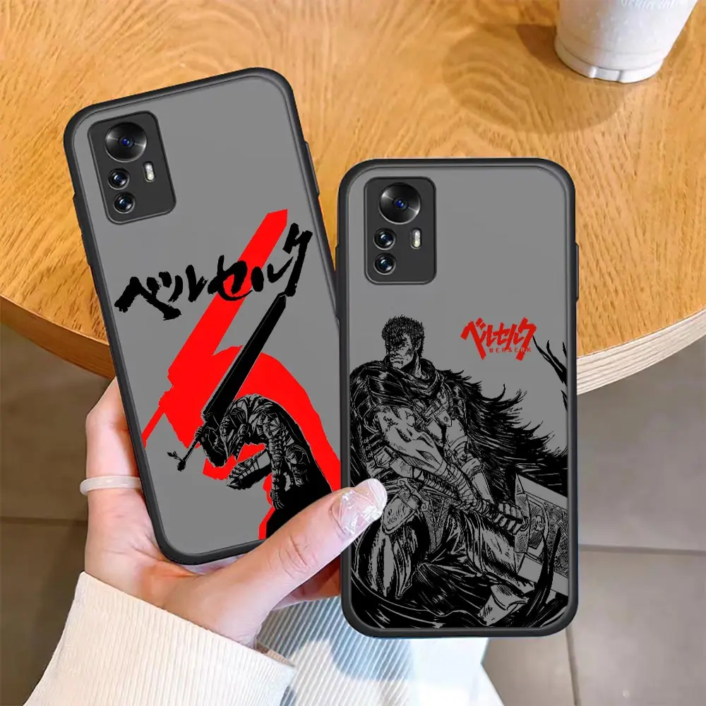 

Anime Berserk Guts Cartoon Matte Phone Case For Xiaomi Mi 12 11 11T 10 10S 9 8 6X 5X A3 Ultra Lite Tpro Pro 5G Black Cover Funda