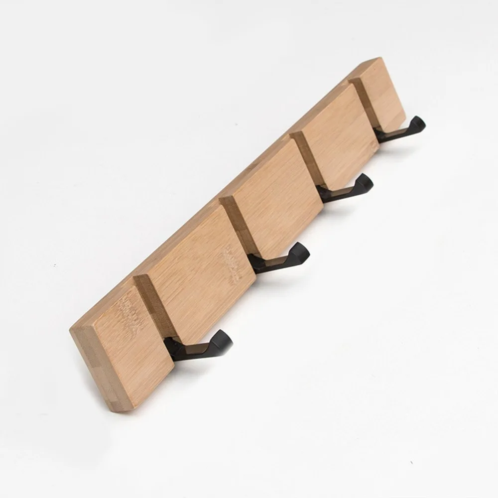 

Bamboo Coat Rack Practical Wall Mount Heavy Duty Hideaway Towel Hanger Folding Easy to Install Coat Wall Hooks Entryway Wall