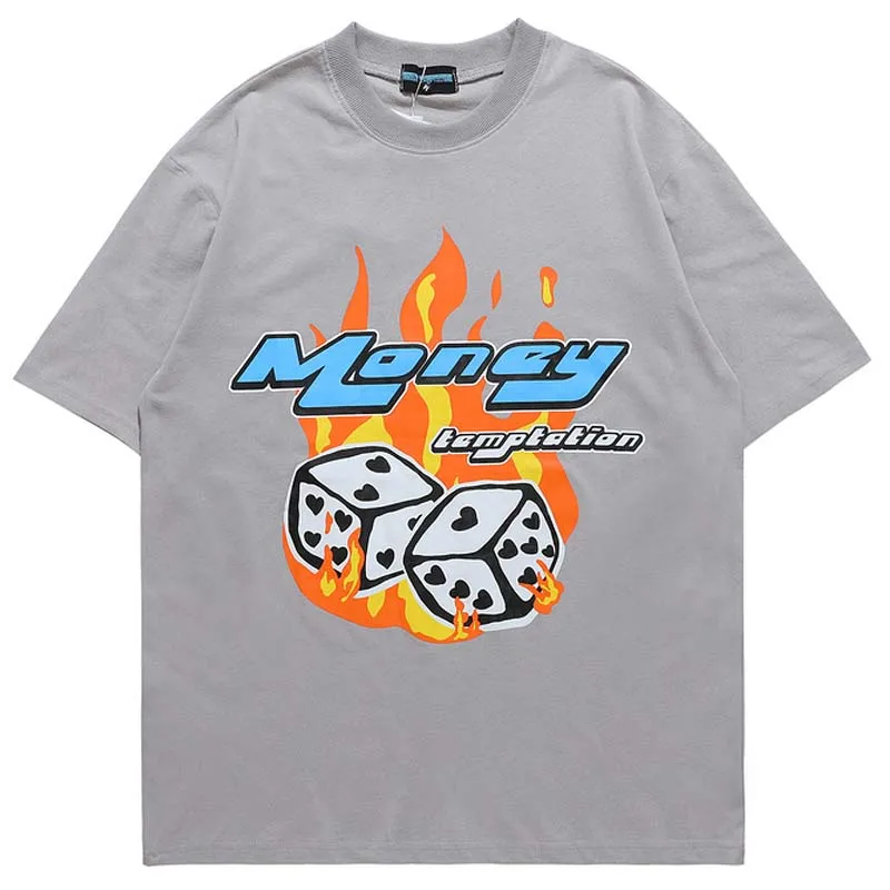 

Летняя футболка в стиле оверсайз, Хлопковая женская футболка с рисунком в виде кости и пламени, Мужская свободная Винтажная футболка с круг...
