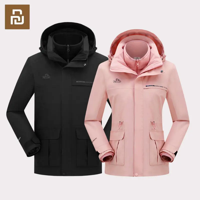 

Youpin PELLIOT Camping Hiking Jacket Warm Liner Windproof Waterproof Jackets Male Clothing Hooded Men Women Climbing Winter Coat