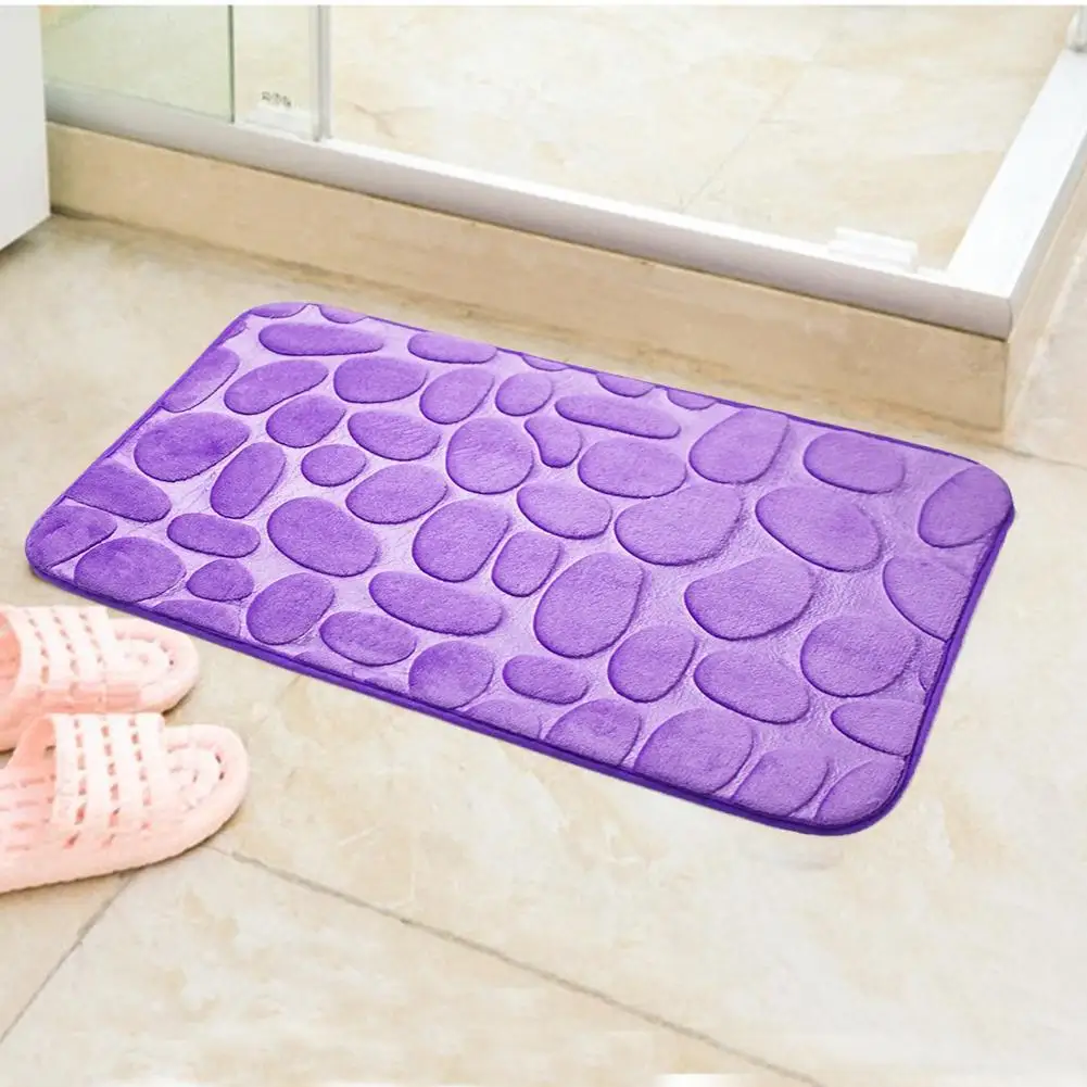 

Cobblestone Bathroom Bath Mat Non-slip Carpets Super Absorbent Floor Mat Wash Basin Side Rug Shower Room Doormat Memory Foam Pad
