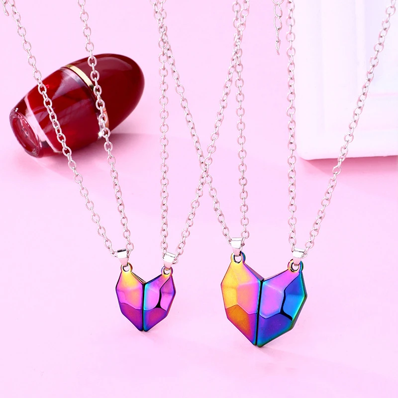 

New Heart Magnetic Couple Necklace Set For Women Lover Paired Pendant Matching Jewelry Chain Wedding Valentine's Day Gift Choker