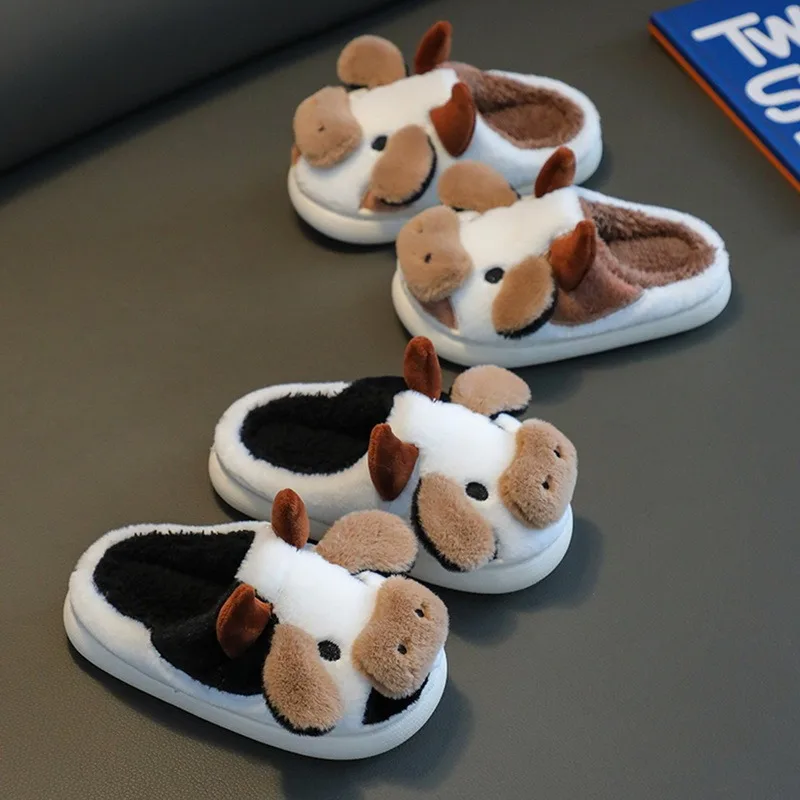 

House Slippers Winter Milk Upgrate Animal Cartoon Cow Slipper Warm Shoes Slippers Funny Kawaii Children Kids Cute For Fluffy