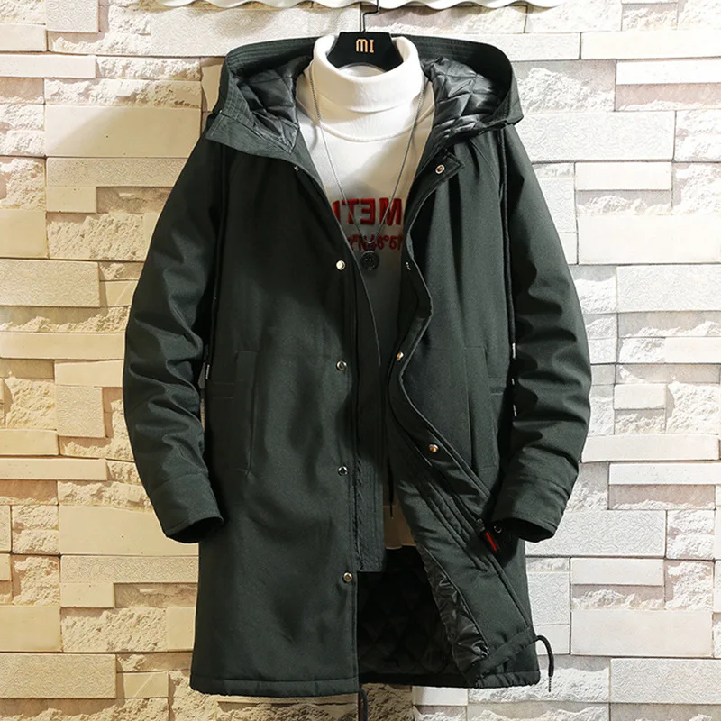 Mid-length Hooded Cotton Winter Coat Men's Korean Version Thickened Warm Jacket Windbreaker Coat Plus Size Men Clothing M-6XL