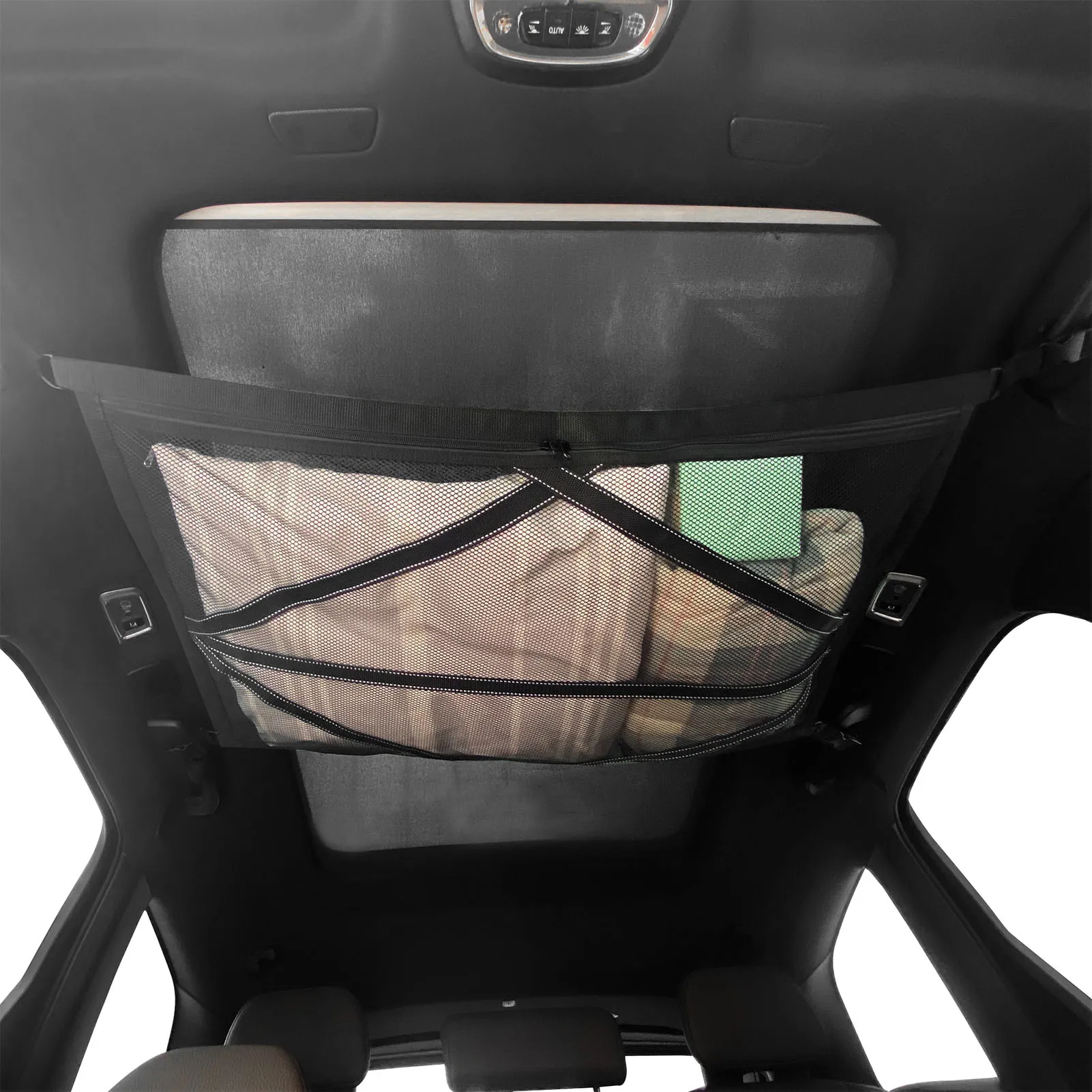 

Car Back Rear Trunk Seat Storage Bag Organizer Elastic String Net Pocket Mesh Bag Auto Accessories for Road Trip Traveling