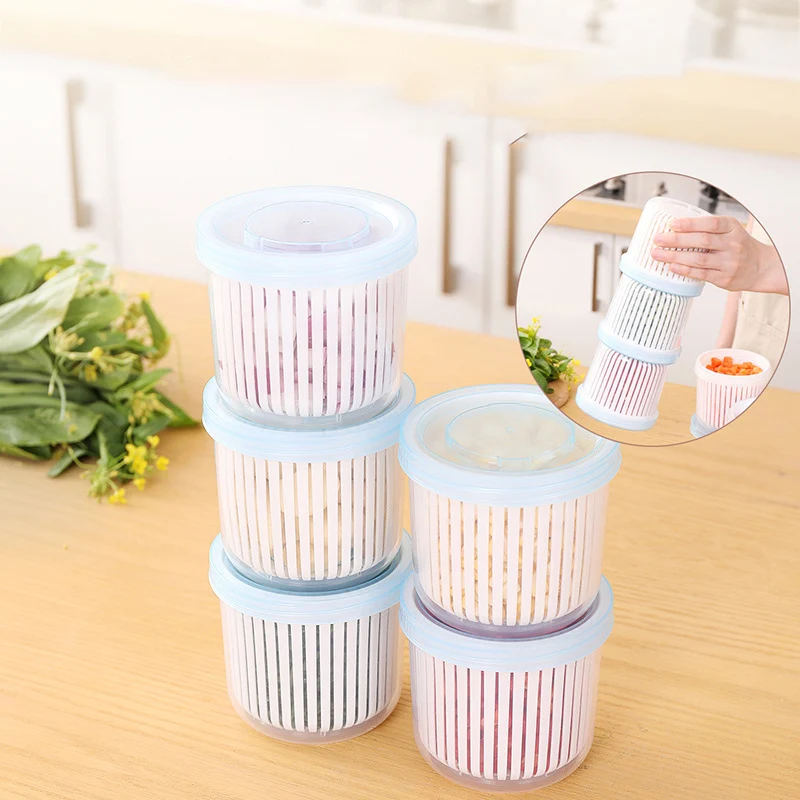 

1pc Multi-function Fruit Vegetable Drainer Refrigerator Organizer Sponge Storage Box Drain Sealed Box Household Kitchen Gadgets