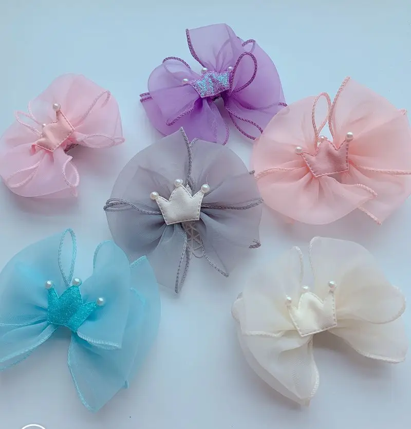 

Children's accessories hairpin snow yarn three-layer bow girl press clip