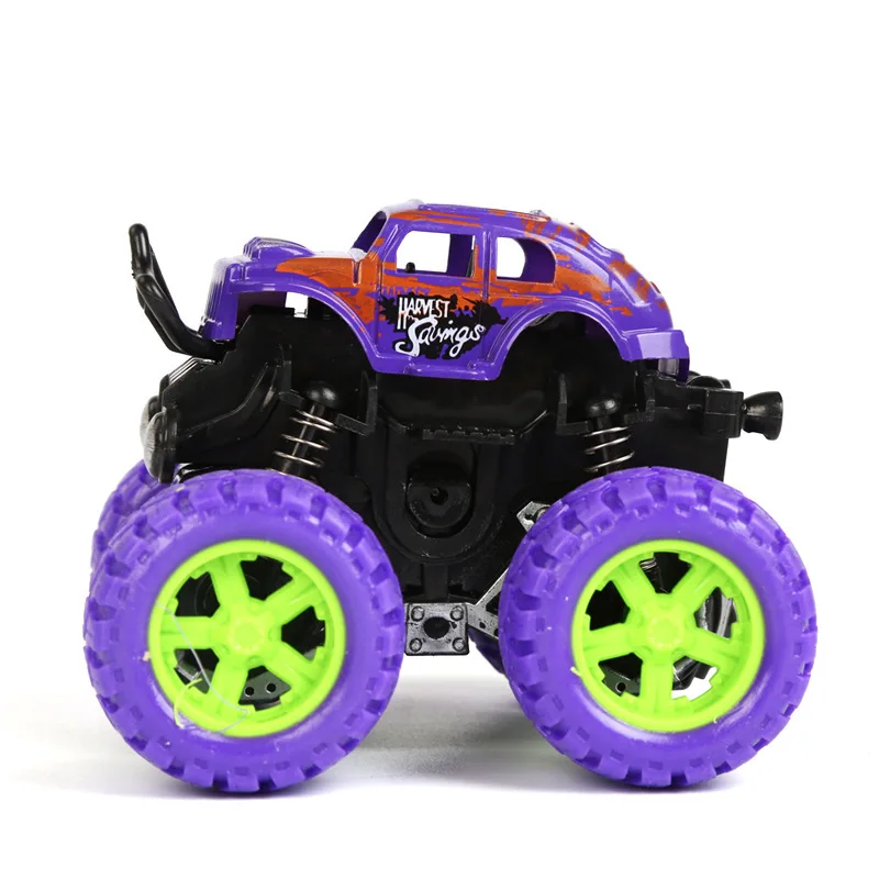 Q Version Alloy Car Inertia Four-wheel Car Drive Big Foot Off-road Vehicle Pull Back Toys for Kids 2 To 4 Years Display Gifts