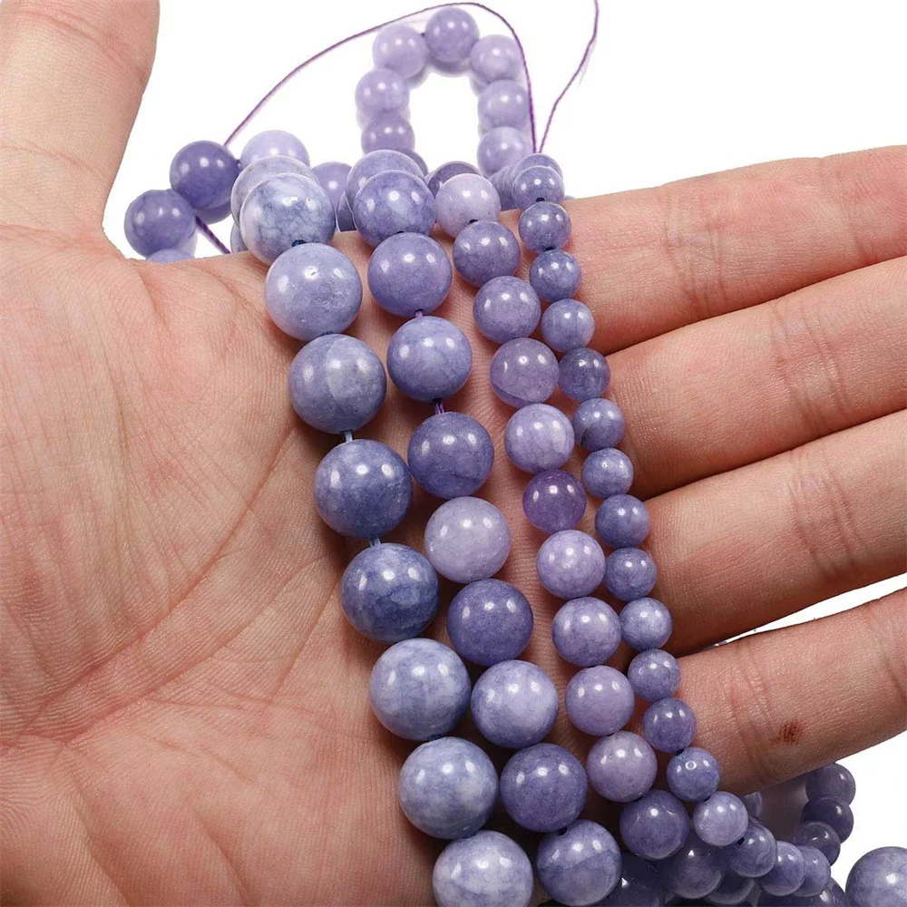 

Natural Stone 6-12mm Lavender Amazon Jasper Round Beads For Jewelry Making DIY Jewelry Necklace Bracelet Manual Crimp End Beads