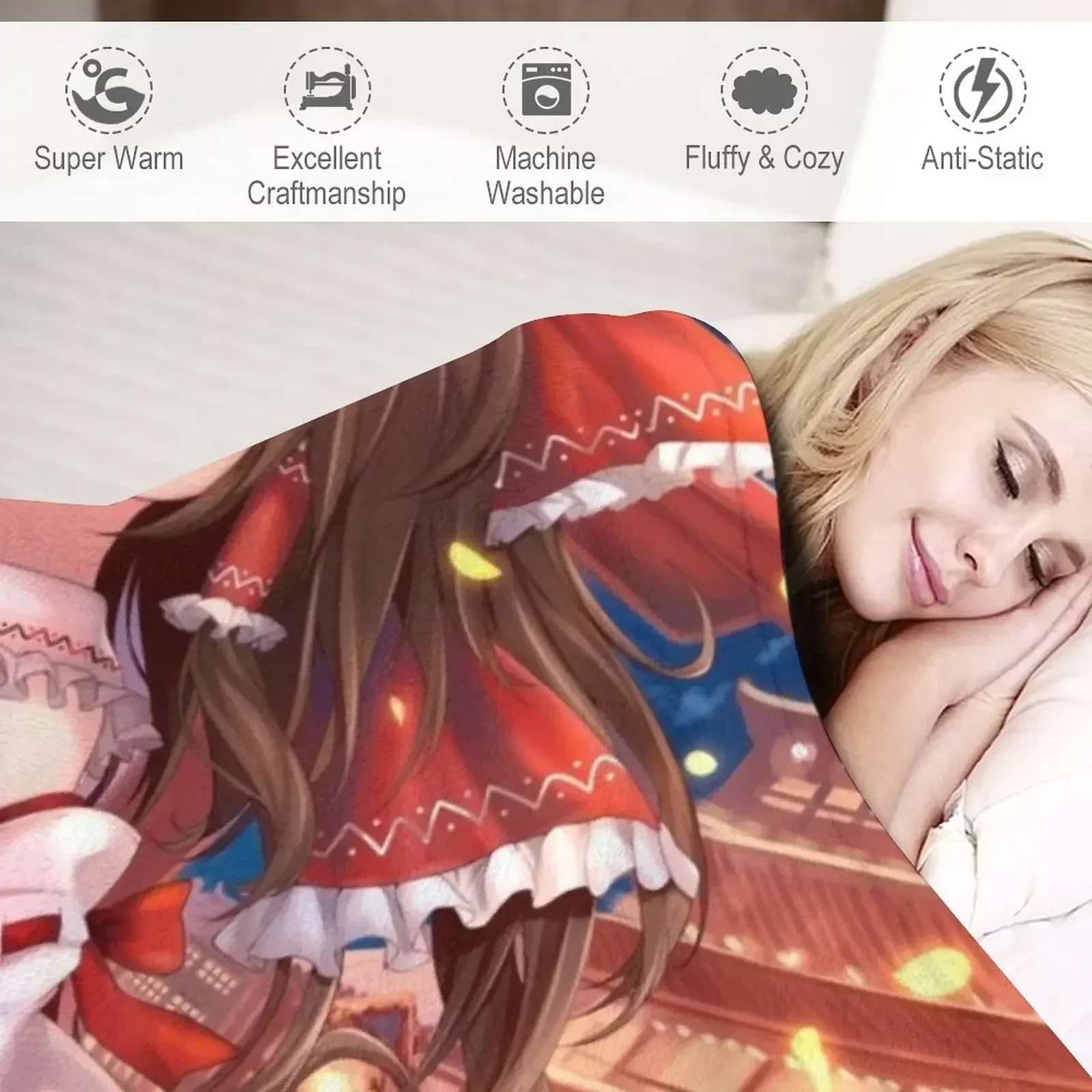 Hakurei Reimu средне-осеннее праздничное одеяло мягкие большие термобелье для