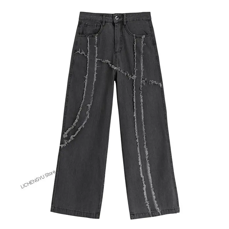 

2022 Women's Jeans Black High Waist Loose Wide Leg Denim Vintage Jeans Casual Fashion Female Mom Denim Pants Trousers Streetwear