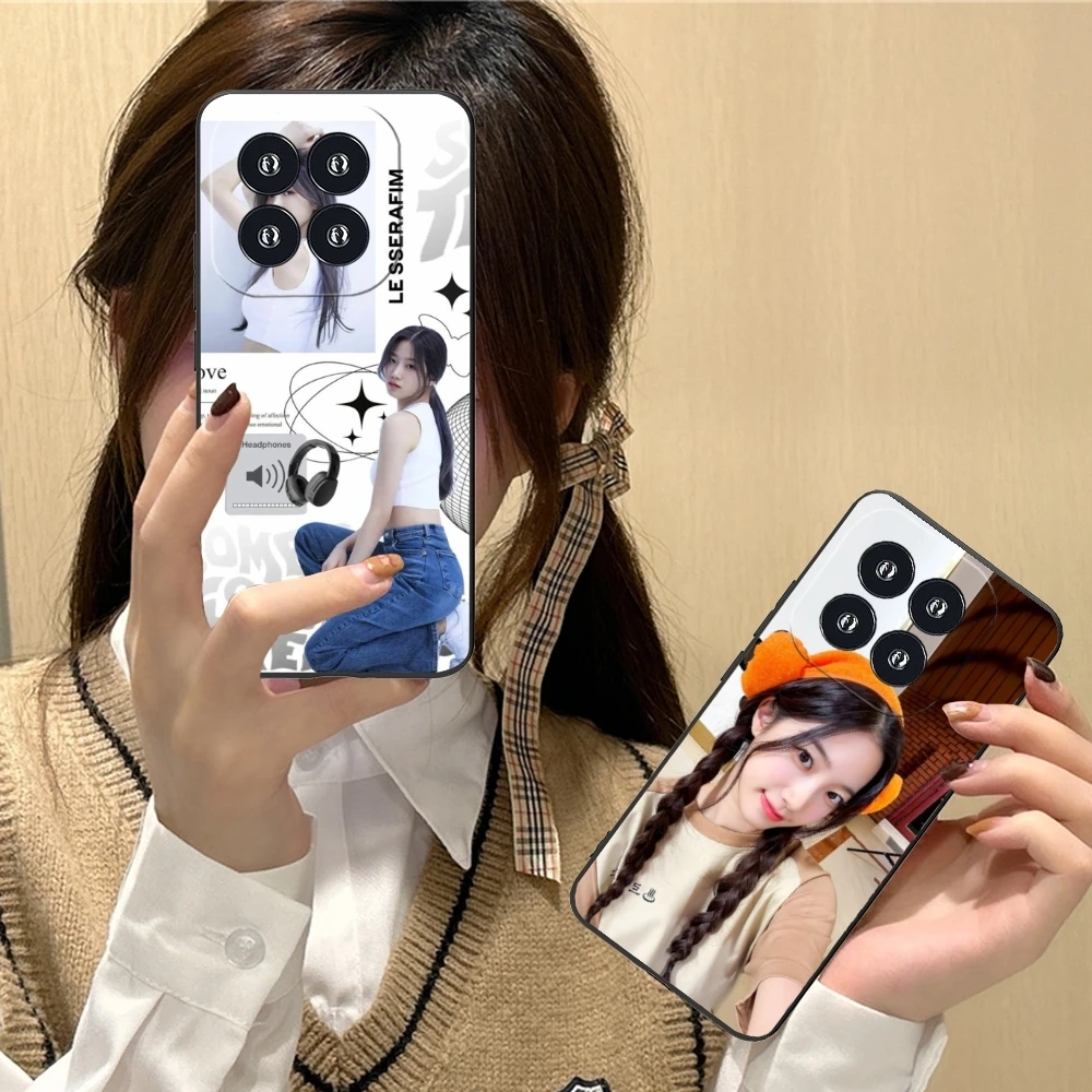 Милый чехол KPOP LE Kazuha для мобильного телефона Xiaomi 14 13 12 11 10 9 T Ultra Lite Pro S SE X 5G черный