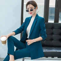 japan and south korea fashion clothing autumn and winter fashion green large womens suit business office suit 2 piece professio