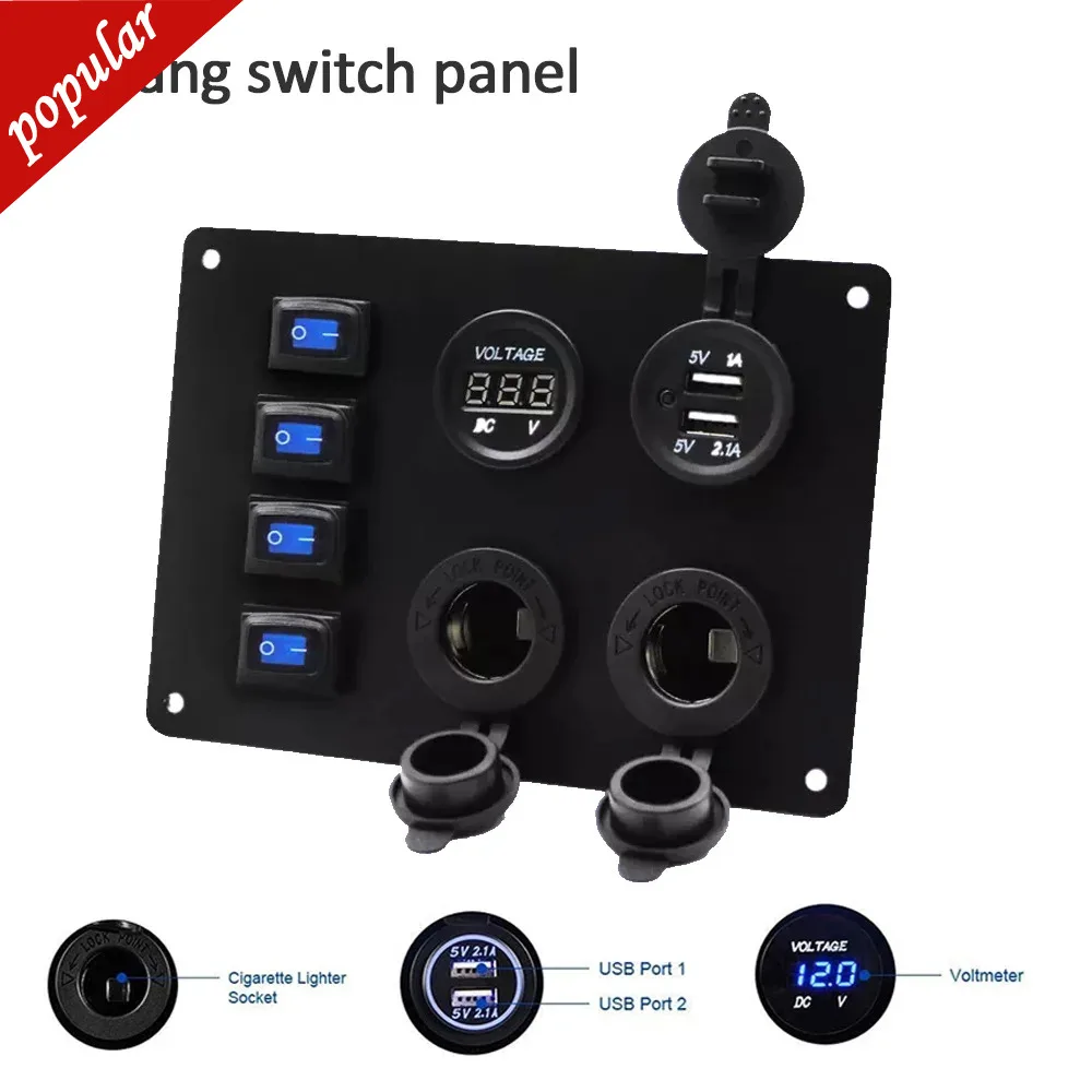 

4 клавиши ВКЛ./ВЫКЛ. Панель управления переключателем 2 USB зарядное устройство для автомобиля морской лодки 2 в яхты модифицированный автомобиль водонепроницаемый катер цвет синий